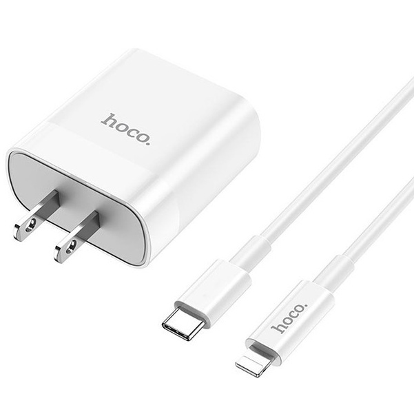 Bộ Sạc Nhanh PD 20W, Quick Charge 3.0 Hoco C80 - Củ Sạc Nhanh Kèm Cáp Sạc Lightning, Type C