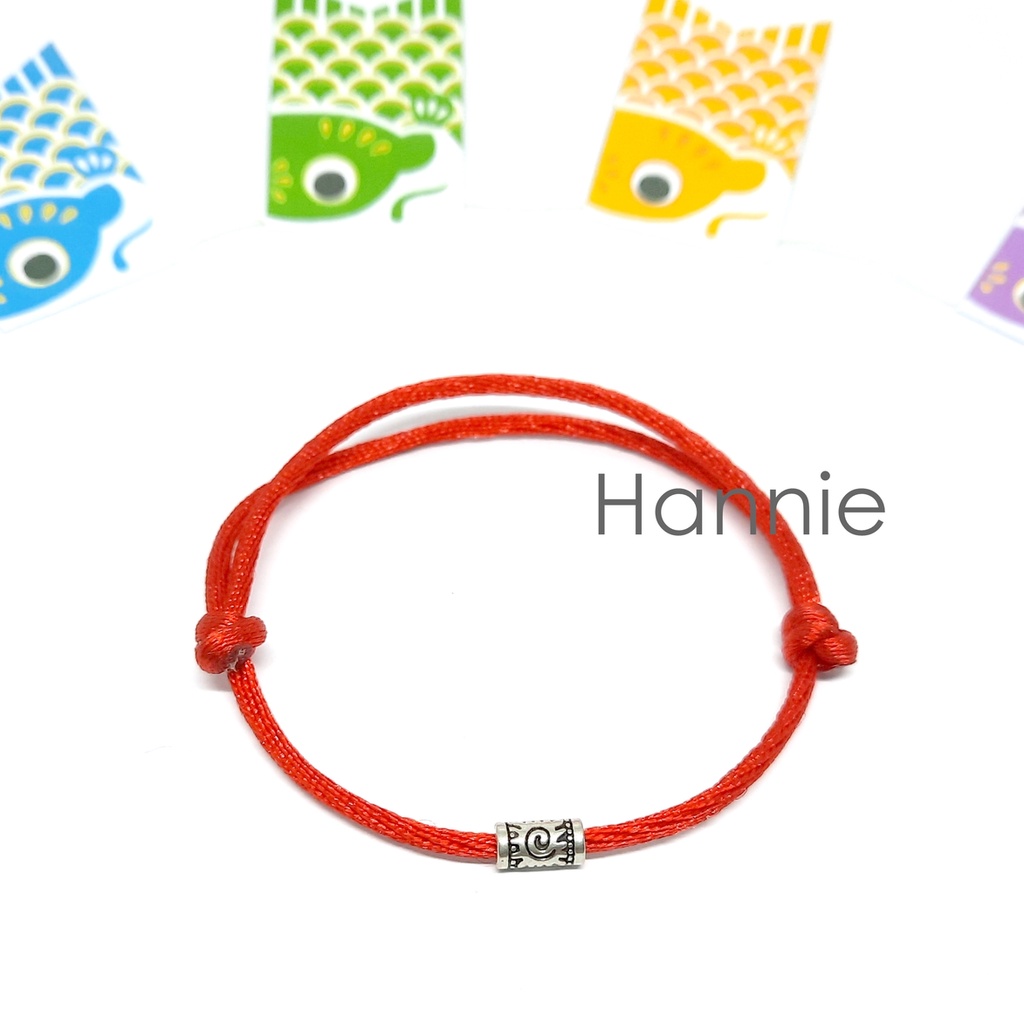(Đỏ/Đen) Vòng tay chỉ đỏ đen khúc bạc khóa trượt may mắn đeo tay nam nữ đơn giản - Lucky Bracelet handmade