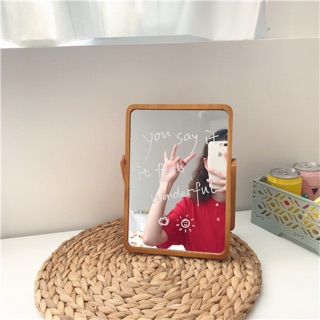 ~ GƯƠNG ĐỂ BÀN KHUNG GỖ STYLE HÀN QUỐC