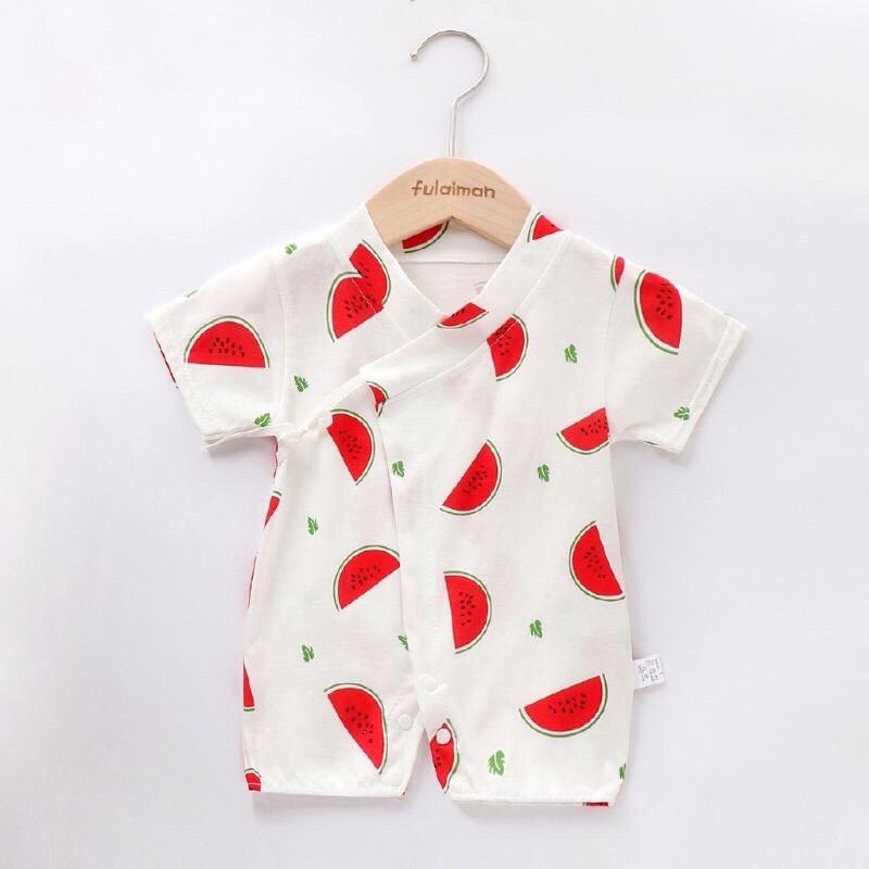 Body pizama cotton lụa - kimono đồ bộ đồ ngủ cho bé trai gái - body trái cây dưa hấu bơ dâu chanh mickey - áoquần trẻ em