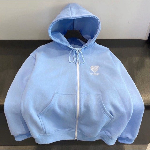 Áo Hoodie Unisex, Áo Khoác Nam Nữ Màu Trơn Họa Tiết Trái Tim (có ảnh thật) Freesize 40kg - 55kg | BigBuy360 - bigbuy360.vn