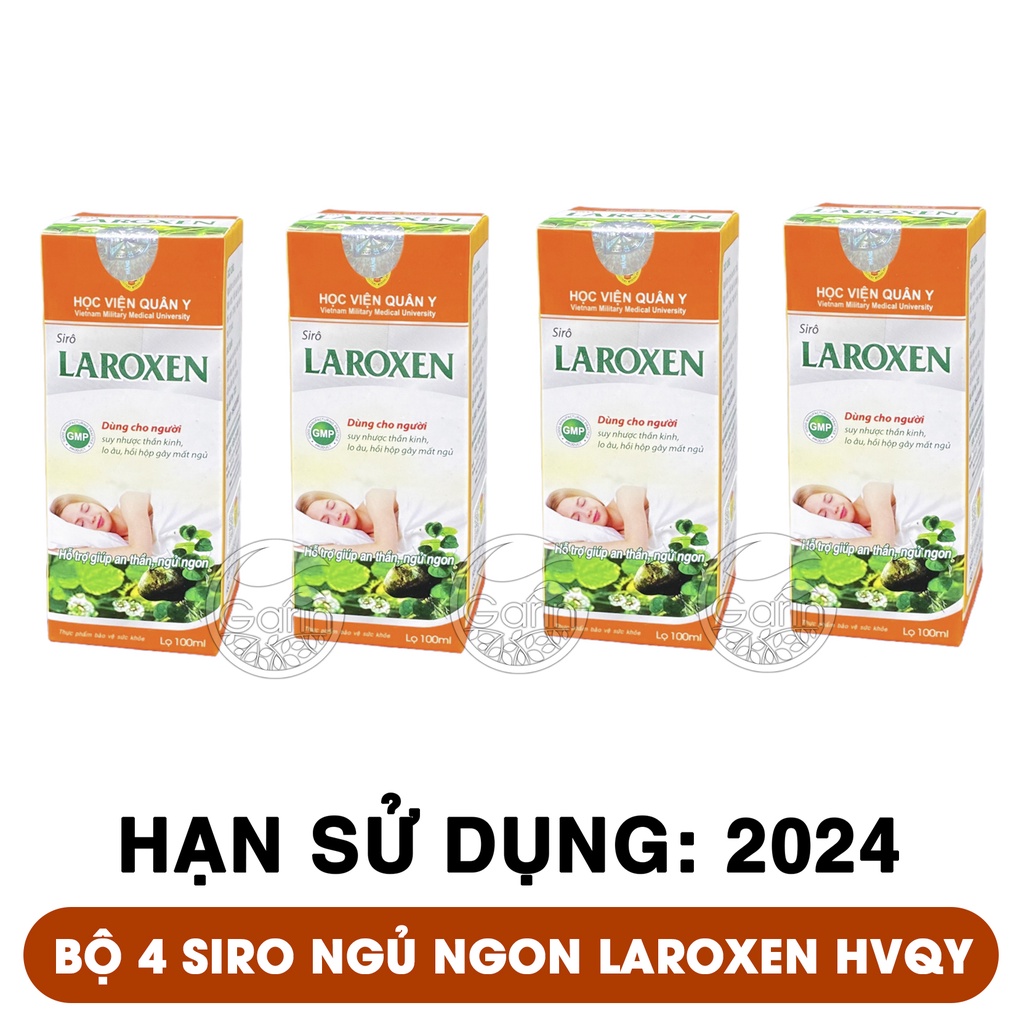 Bộ 4 hộp siro thảo dược laroxen Học Viện Quân Y 100ml x4 ngủ ngon và ngủ sâu giấc hơn Mỹ Phẩm Sỉ Emer