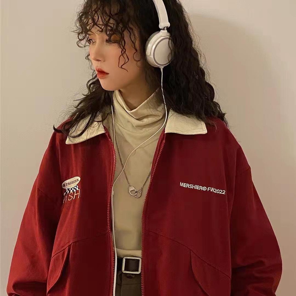 Áo Khoác Dáng Rộng Màu Sắc Ngọt Ngào Phong Cách Retro Cho Nữ