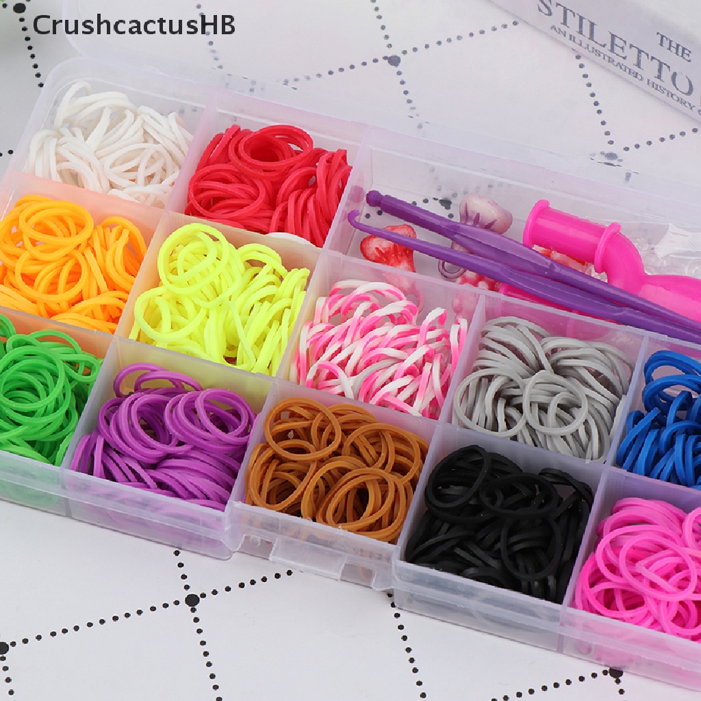 [CrushcactusHB] 600pcs rubber loom bands girl gift elastic band for diy weaving lacing bracelet Hot Sell
