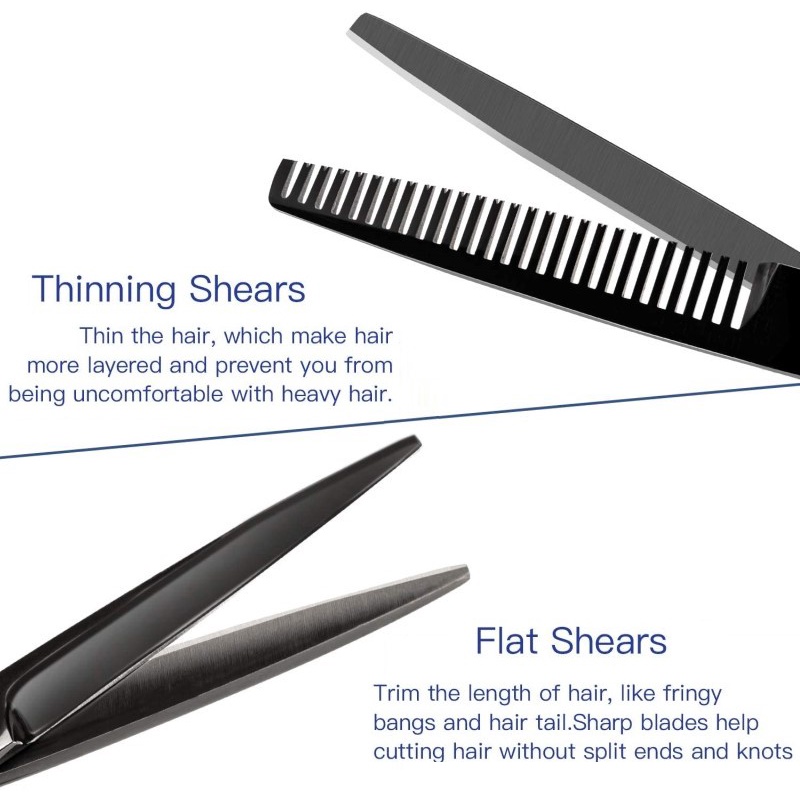 7.5 inch Kéo cắt tóc chuyên nghiệp màu đen. Bộ kéo cắt làm tóc bằng thép không gỉ.