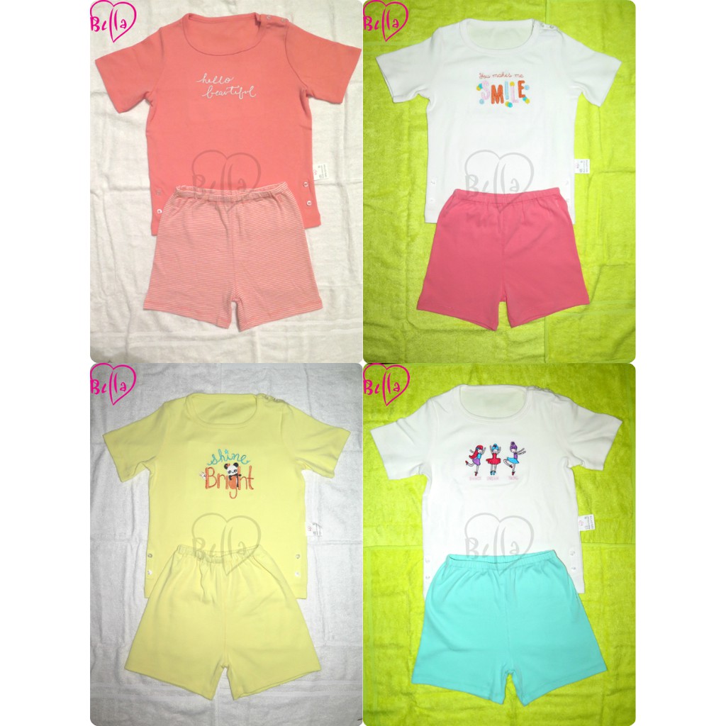 Bộ quần áo cotton cộc 3 tháng - 5 tuổi (bé gái)