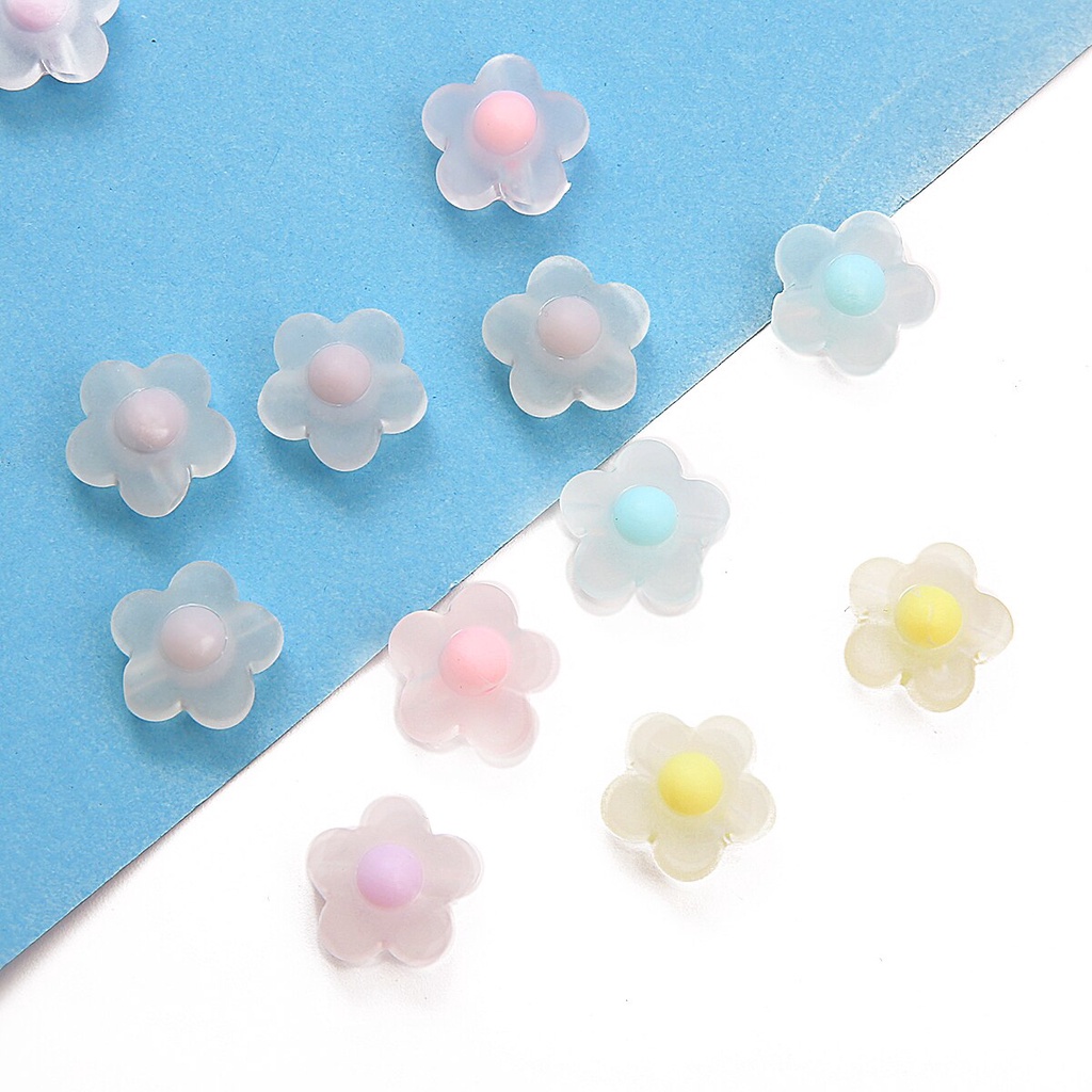 20 Hạt nhựa acrylic trong suốt hình bông hoa dùng làm trang sức DIY