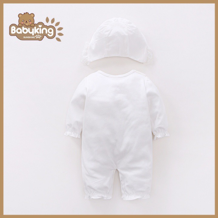 BodySuit,áo liền quần dễ thương dài tay cho bé gái màu trắng cá tính (348),cotton 100%, thương hiệu Aiueo Nhật Bản.