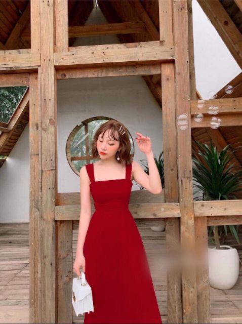 Red Cami Dress - Đầm 2 Vai Màu Đỏ