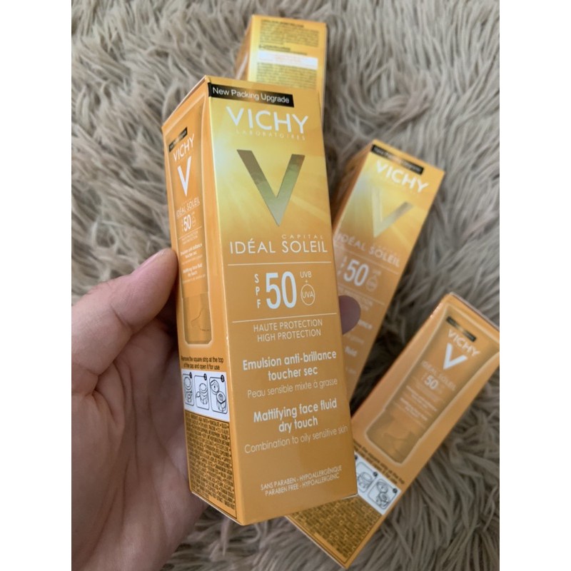 [ Mua để nhận quà ]  Kem Chống Nắng Vichy Thoáng Nhẹ Không Bóng Dầu SPF 50 60ml Ideal Soleil Dry Touch SPF 50