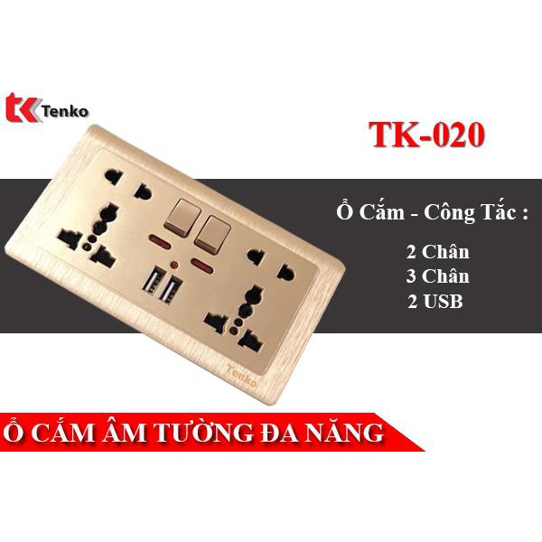 Ổ Cắm, Công Tắc Điện Đa Năng Âm Tường TENKO TK-TT-127