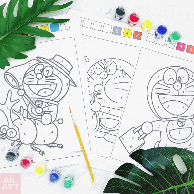 Tranh Số Hoá Không Khung Cho Bé Doremon - Mẫu 2