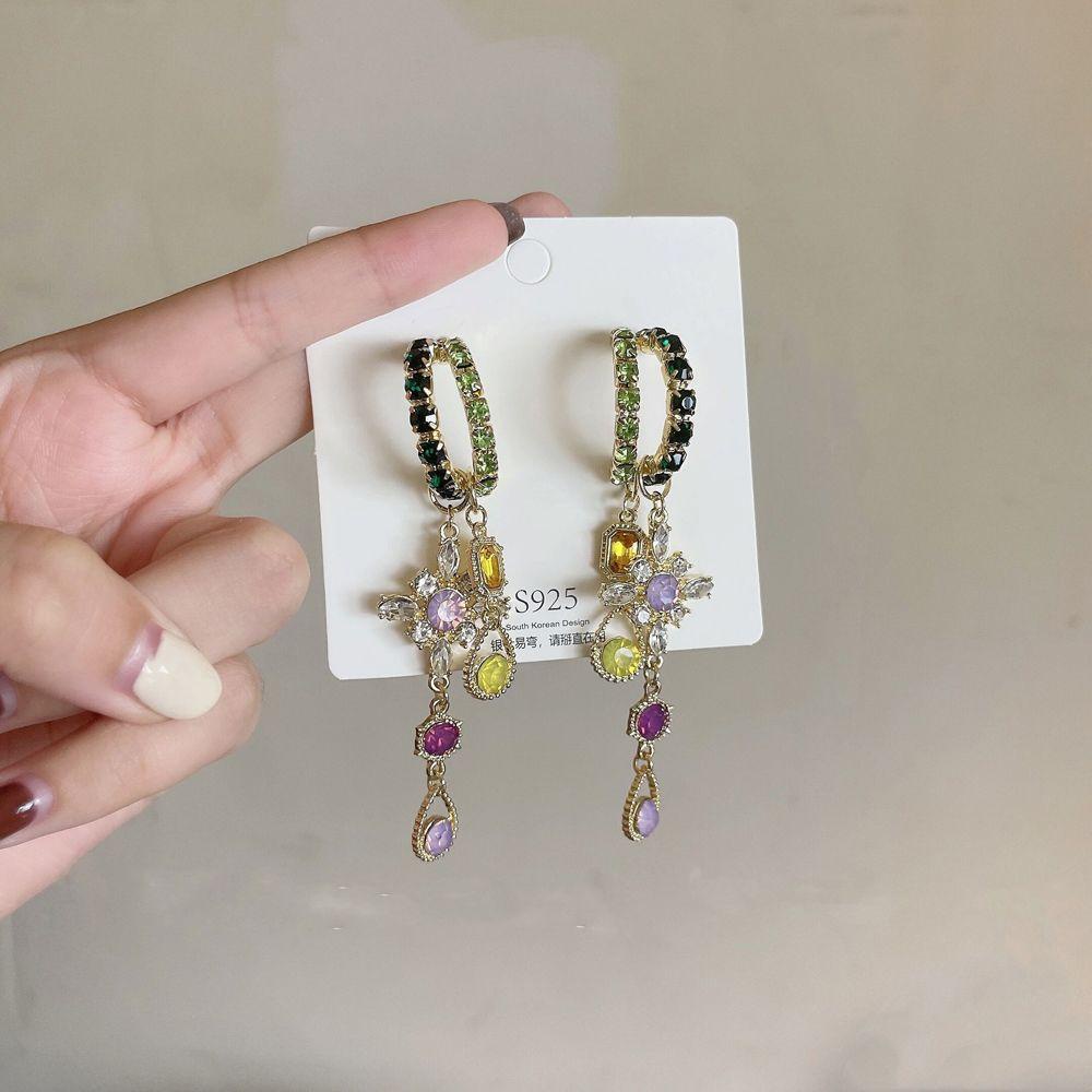 QQMALL Khuyên Tai Tua Rua Hình Thánh Giá Phong Cách Retro Thời Trang Cho Nữ|Khuyên Tai Lủng Lẳng Hình Học