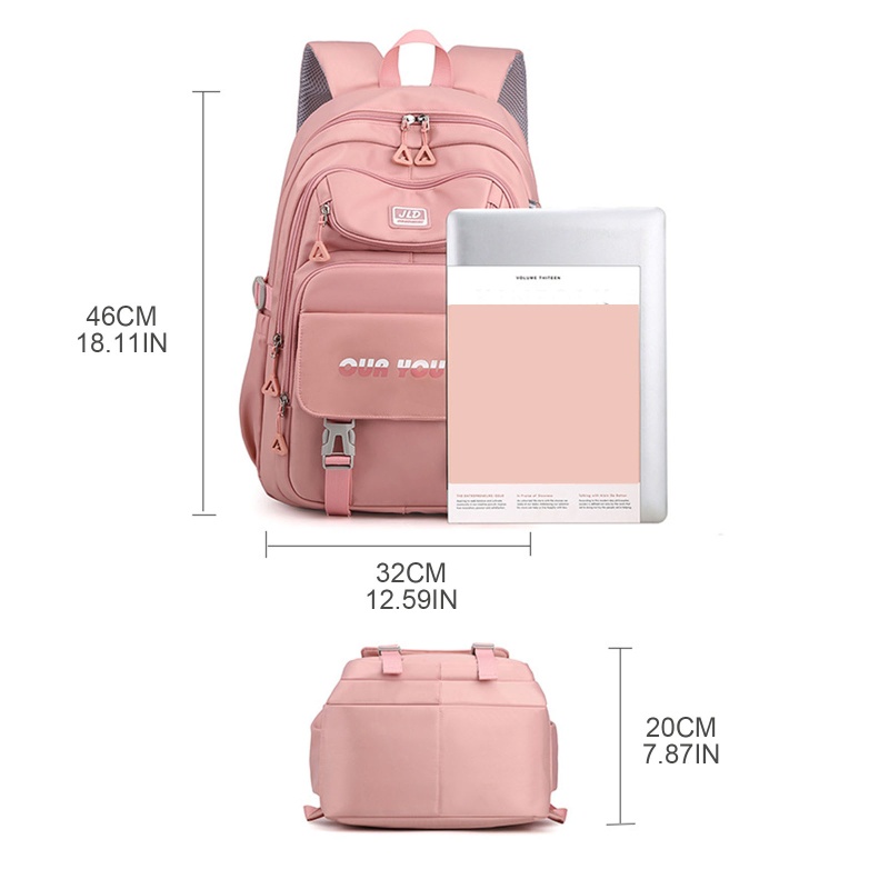 Ba Lô Nylon Nhiều Ngăn Dễ Thương Cho Nữ Sinh