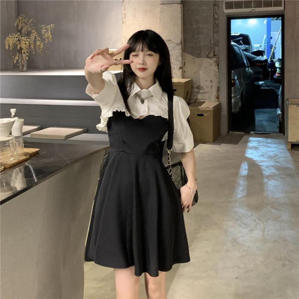 Set váy phối nửa sơ mi ngắn tay RUBY HOUSE86 set váy tiểu thư hot gồm áo sơ mi và váy mặc được 2 kiểu hot hit
