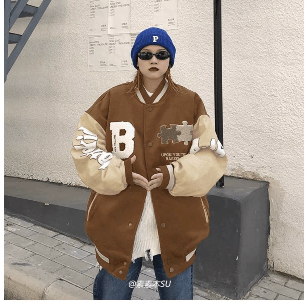Áo Khoác Bomber Nữ Logo Chữ B Chất Nỉ Pe Dày Mịn In Xếp Hình Đẹp Form Rộng Kiểu Unisex Mặc Thoải Mái [NEW UNISEX]