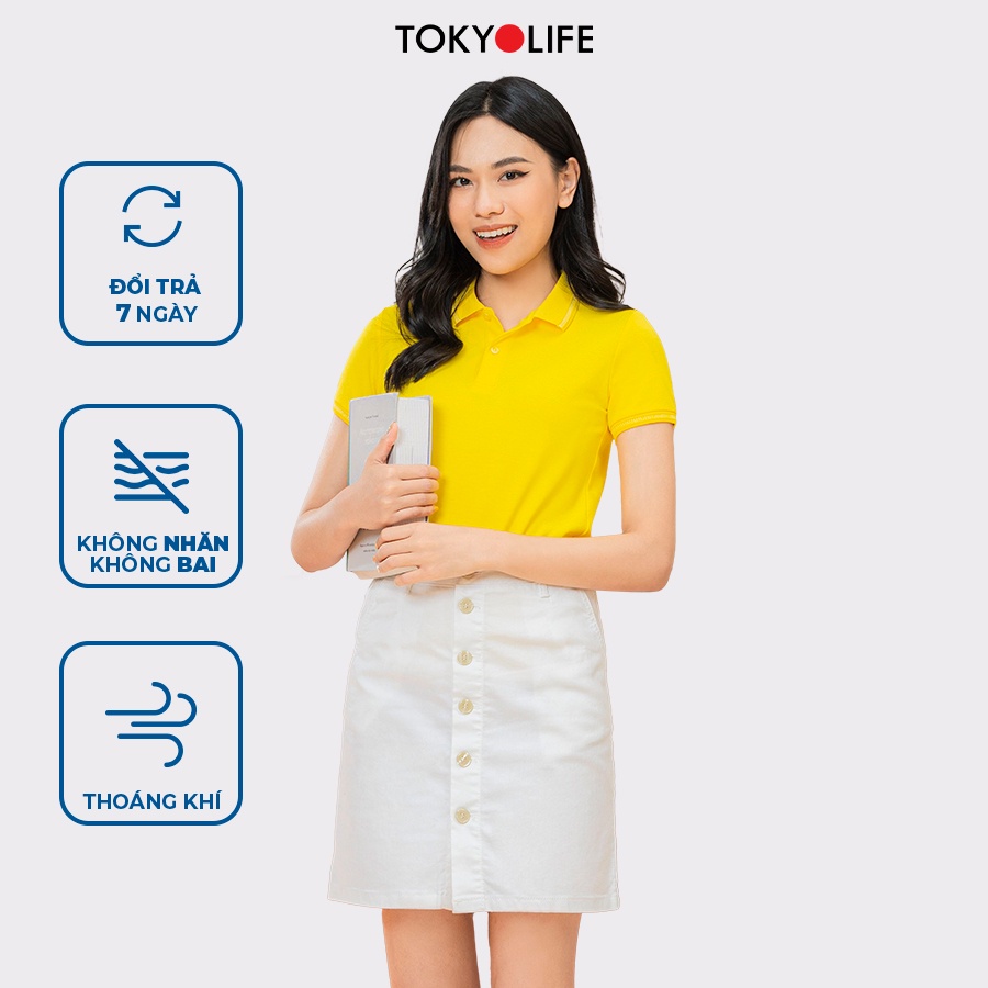 Áo Polo Nữ Cotton Cao Cấp, Basic Thoáng Mát TOKYOLIFE dáng ôm I9POL801I