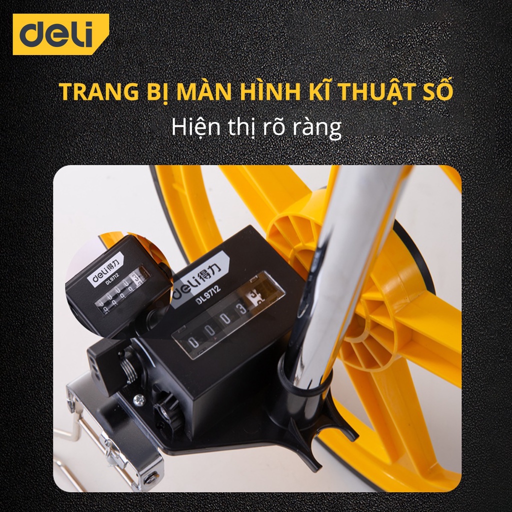 Thước Đo Khoảng Cách Dạng Bánh Xe 12,5 Inch Deli Cao Cấp Chính Hãng - Độ Chính Xác Cao, Thuận Tiện, Dễ Sử Dụng - DL9712