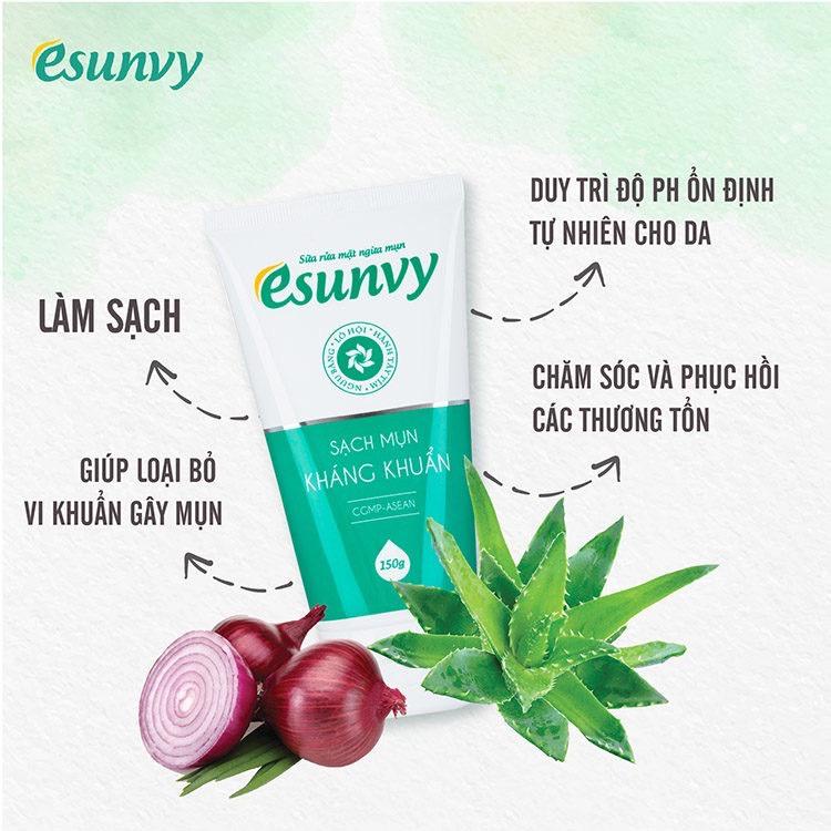 [Chính hãng] Sữa rửa mặt sạch mụn - Esunvy từ thảo dược, ngăn ngừa mụn đầu đen, mụn ẩn, mụn bọc, mụn cám, da dầu