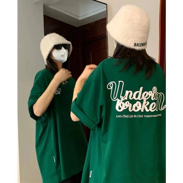 Áo thun tay lỡ Under Broken màu xanh lá ❤️ Áo phông oversize form rộng unisex  nam nữ - A06 - Happy Style