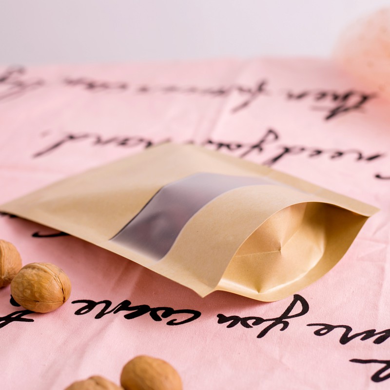 [Kitchen Food Storage Kraft Paper Bags] [Travel Portable Airtight Seal Ziplock Bag] [Nuts,Candy,Cookies,Storage Pouch]