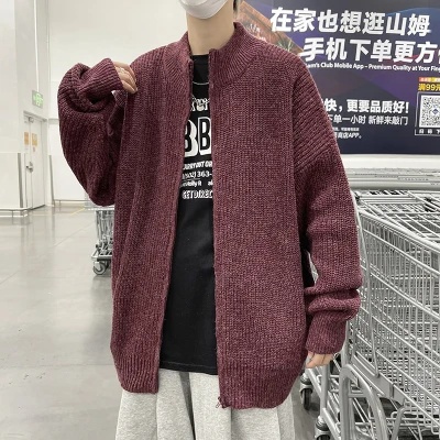 Áo Khoác Cổ Đứng Dáng Rộng Màu Trơn Thời Trang Thu Đông Cho Nam