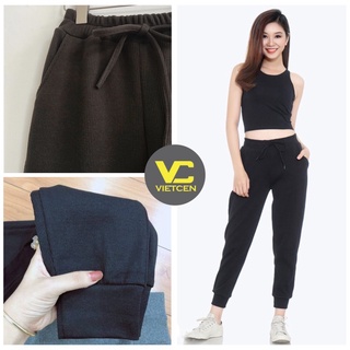 Quần jogger nữ chất len tăm vietcen quần jogger bo gấu lưng thun lt