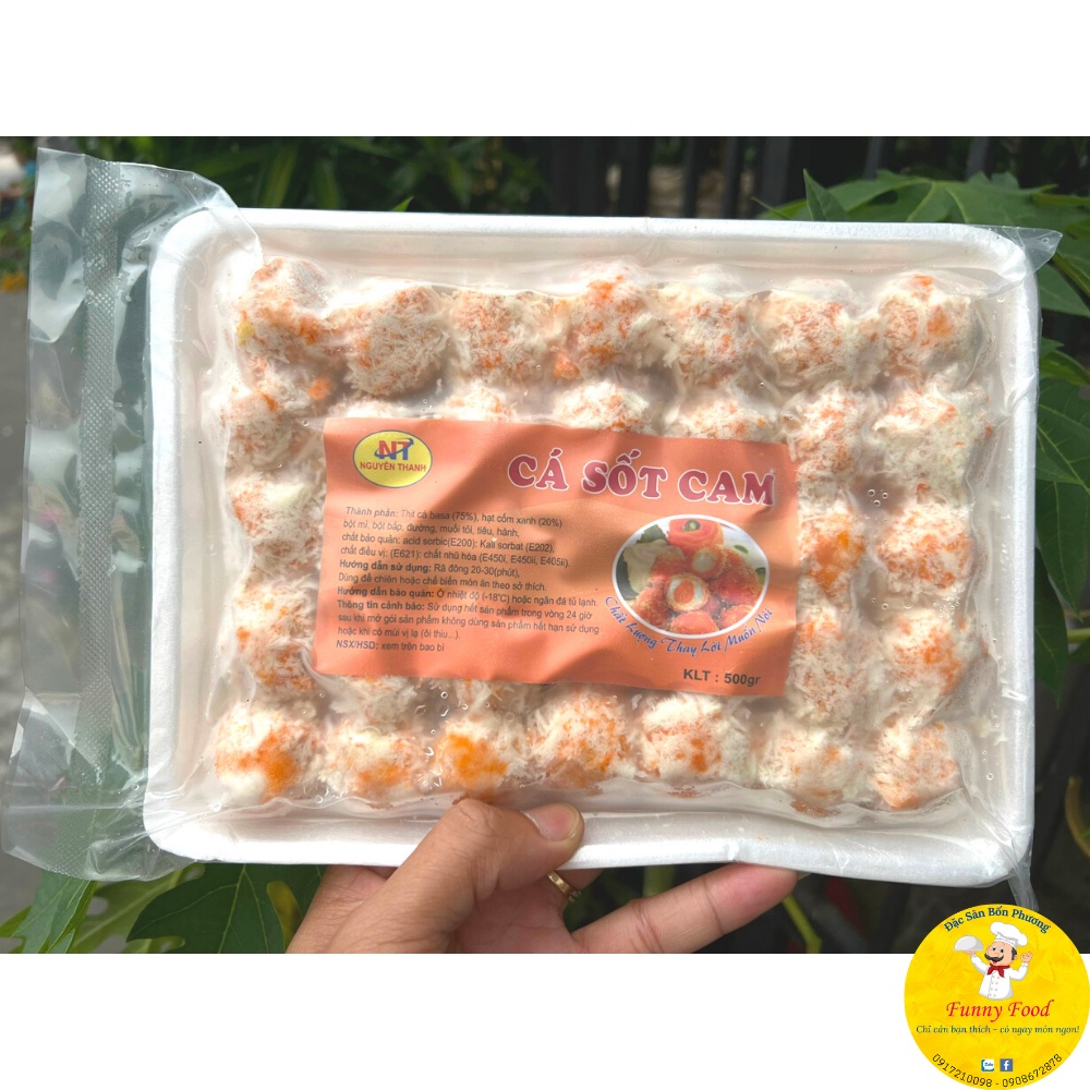 Viên Cá Sốt Cam 35 viên – Viên Chiên Ăn Vặt Ngon – [Ship Hỏa Tốc HCM] – Funnyfood