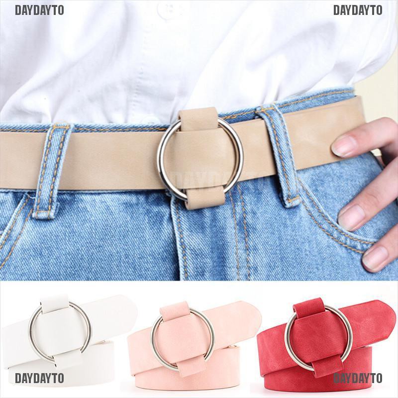 Thắt Lưng Da Khóa Tròn Kim Loại Phong Cách Boho Cổ Điển Cho Nữ