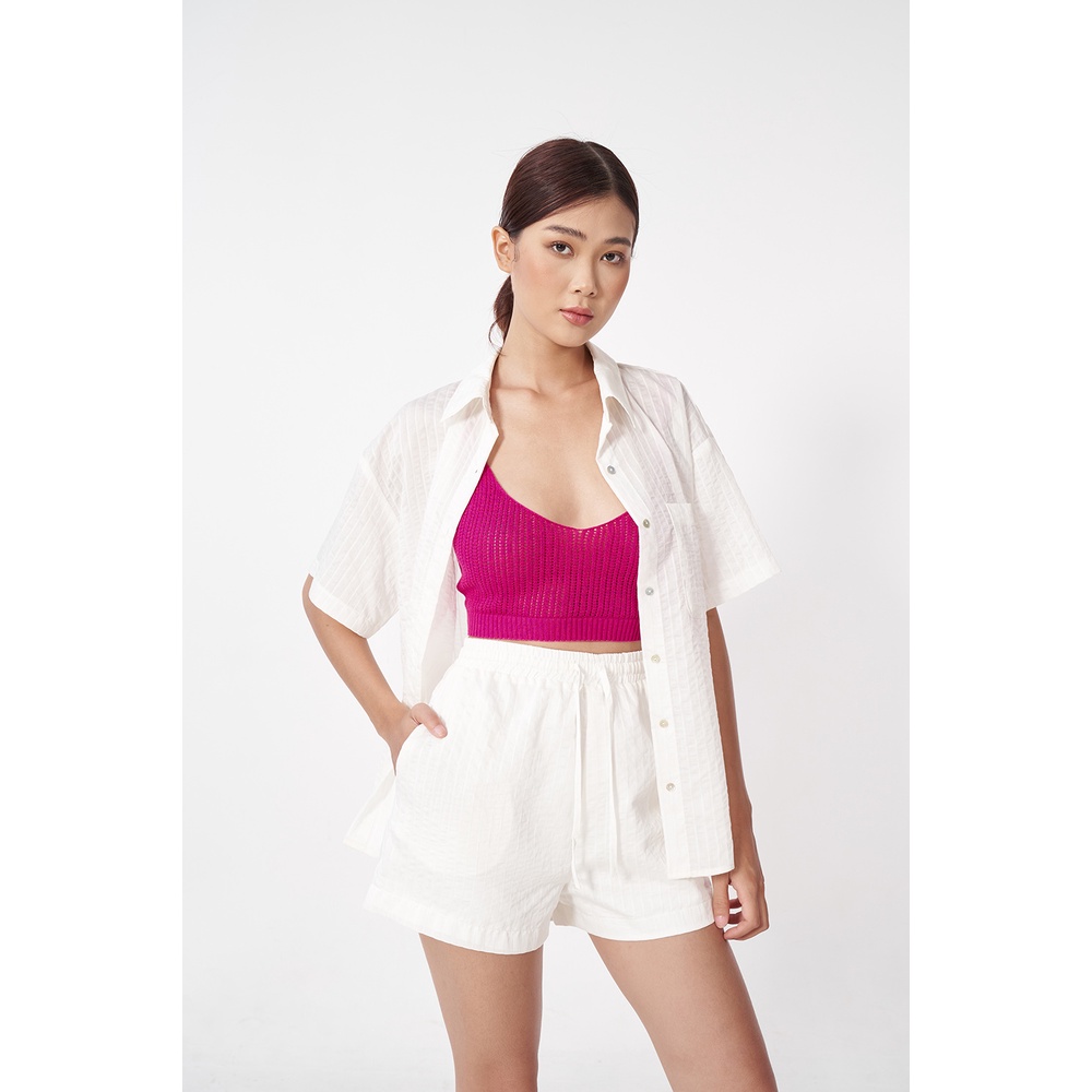 DOTTIE - Quần short kẻ sọc nữ trắng Q0266