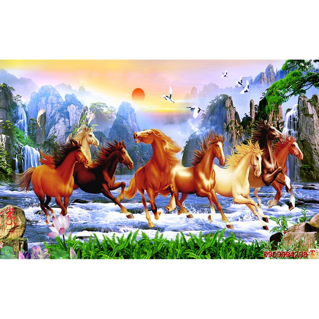 Tranh dán tường 3D mã đáo thành công