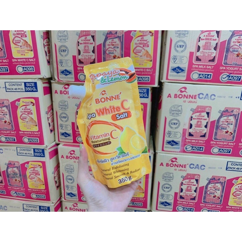 Combo 50 Bich Muối Tắm A Bonne Spa Tẩy Tế Bào Chết Các Loại Sữa Bò Yogurt Vitamin C Thái Lan 350gr/bịchX50