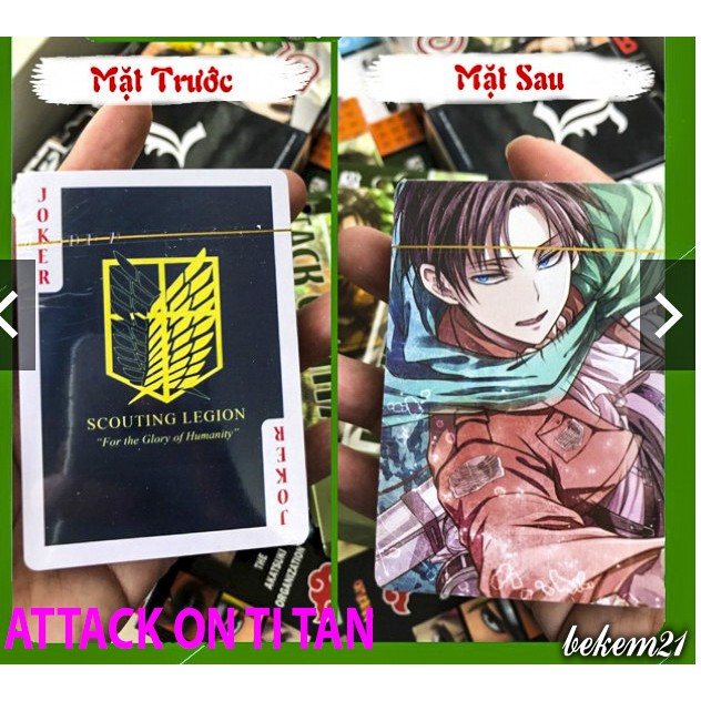 Bộ bài Tây anime Attack on titan, bộ tú poker tấn công người khổng lồ 54 lá in hình anime manga dễ thương độc đáo