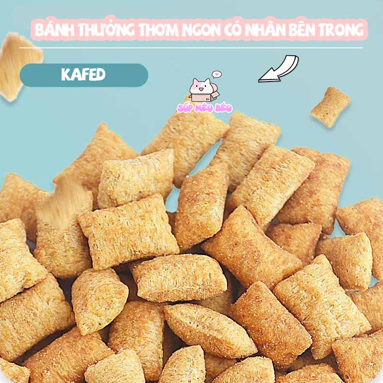 Bánh thưởng giòn có nhân hãng Kafed gói chiết 25gr,50gr mix sẵn 3 vị dùng thử cho Mèo ăn vặt dinh dưỡng cao