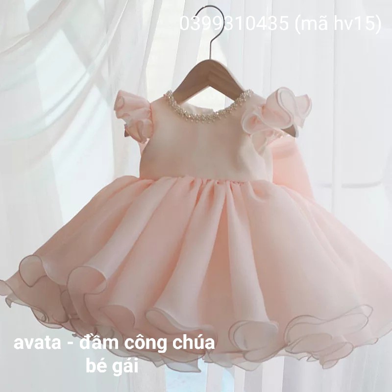 váy đầm công chúa hồng voan từ 8-40 kí