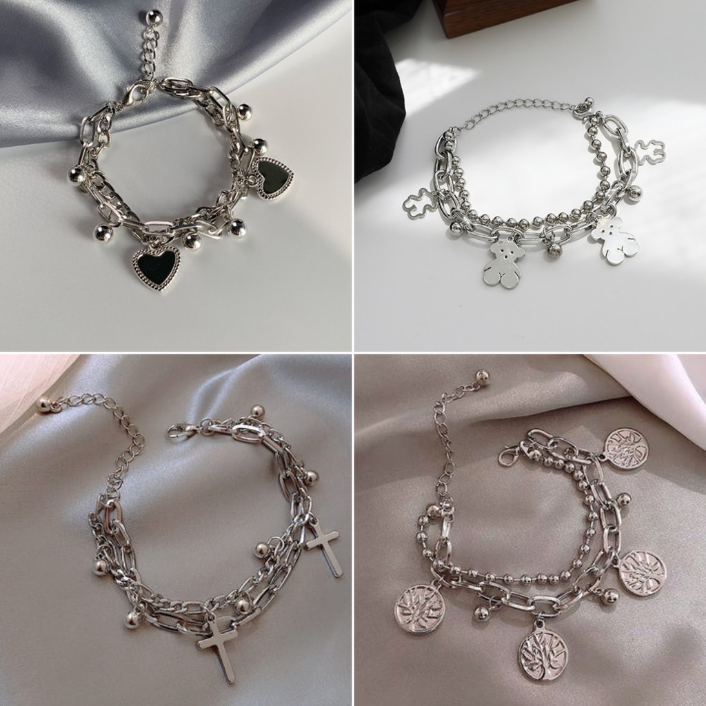 Vòng tay hai lớp hình trái tim thời trang cá tính