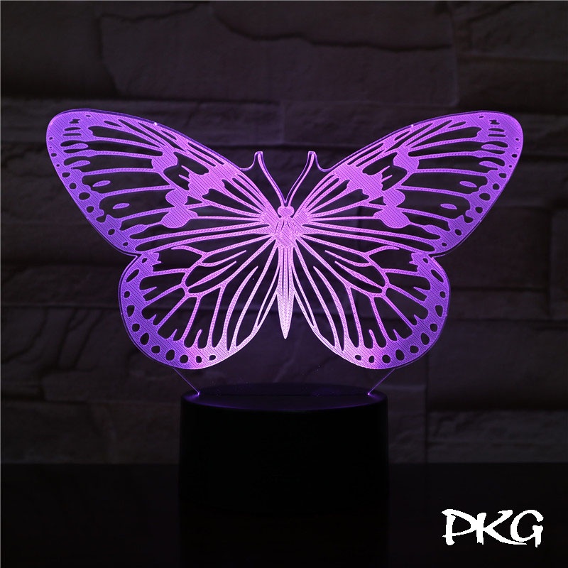 Đèn Ngủ Led 3D Hình Con Bướm Xuân Quà Tặng Trang Trí cảm ứng có Điều khiển từ xa nháy sáng 16 màu