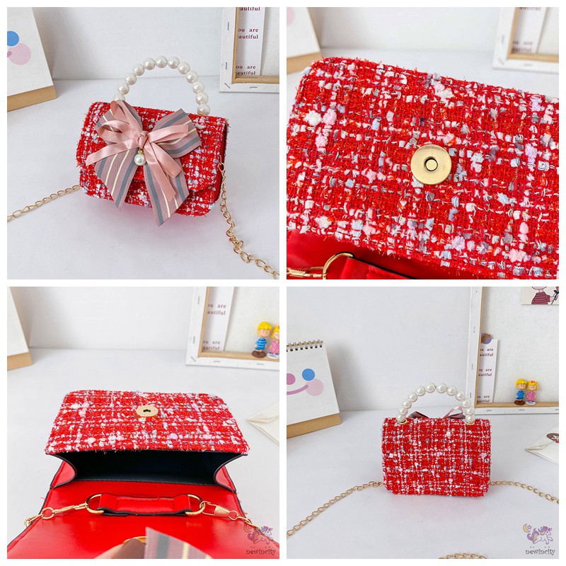 Túi Xách Đeo Vai Phối Nơ Thiết Kế Phong Cách Hàn Quốc Dành Cho Bé Gái