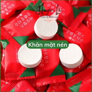 Khăn giấy nén rửa mặt 1 lần hình viên kẹo nhỏ gọn tiện lợi bỏ túi đi chơi du lịch - Trùm Sỉ Khăn