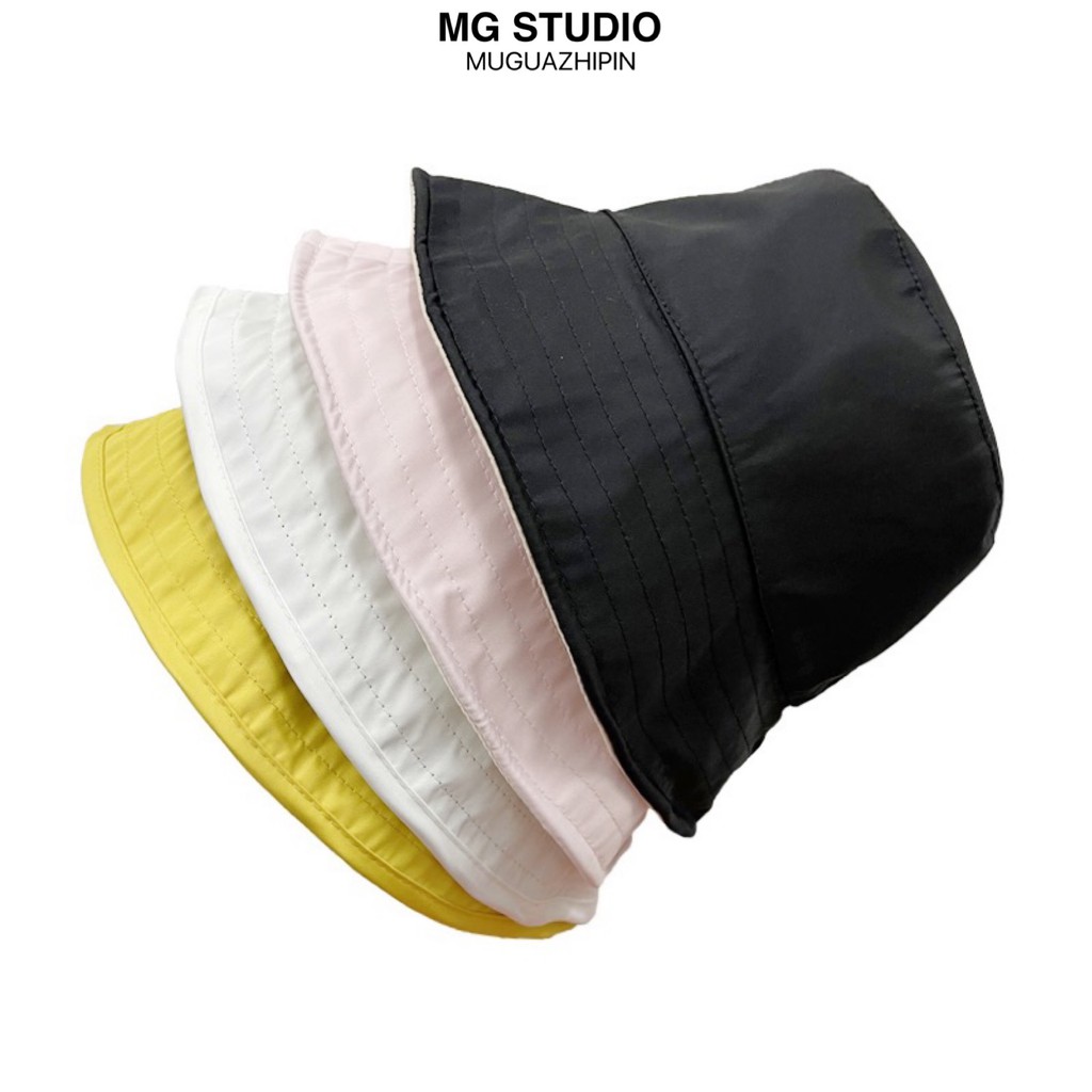 Mũ tai bèo MG STUDIO vải nylon màu trơn dễ thương đội được hai mặt