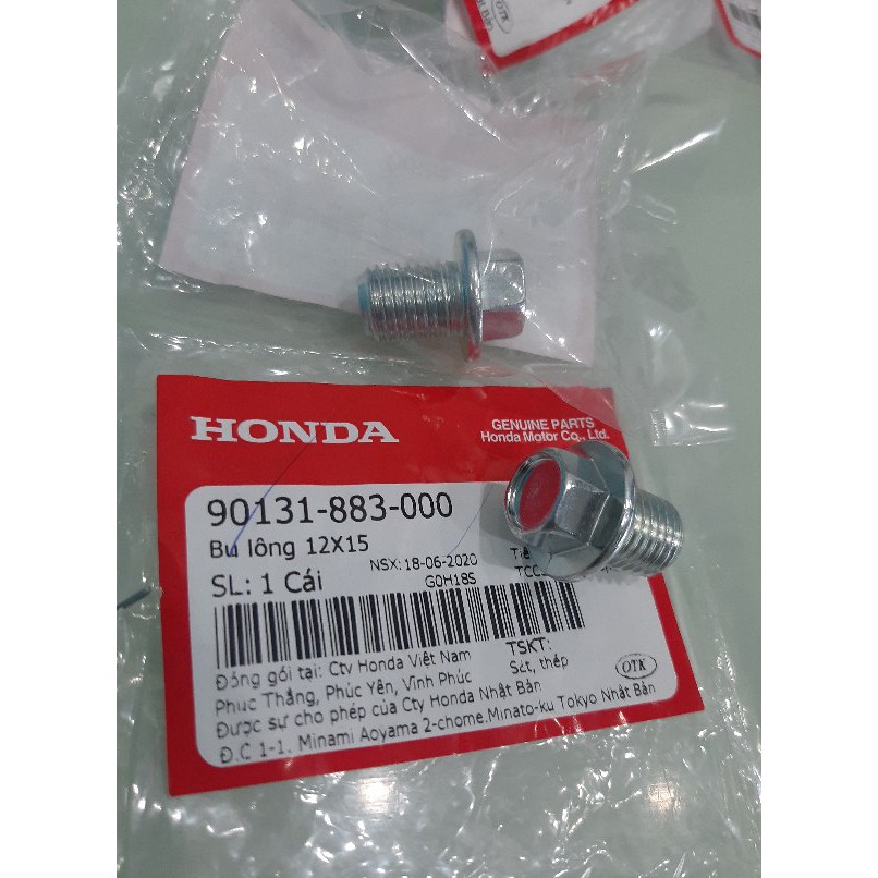 Ốc rốn xả dầu / long đen nhôm các dòng xe honda ( giác 17 . Ren 12) chính hiệu honda