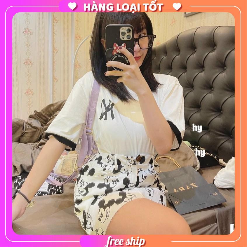 Set áo phông trắng NY mix chân váy mickey xinh xắn - S70
