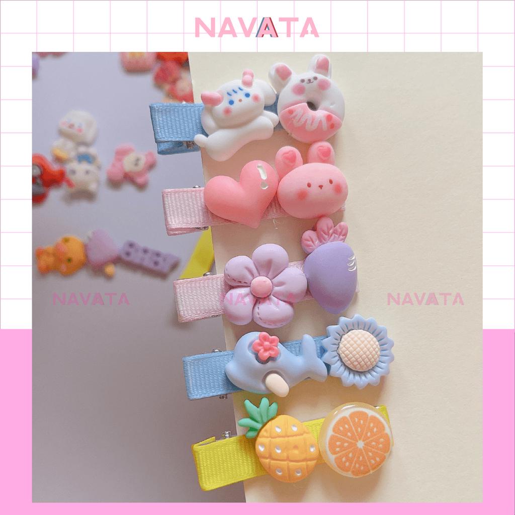 Nguyên liệu làm kẹp tóc DIY vớ charms tự chọn, tự làm kẹp tóc dễ thương nguyên set (đã bao gồm kẹp tóc)