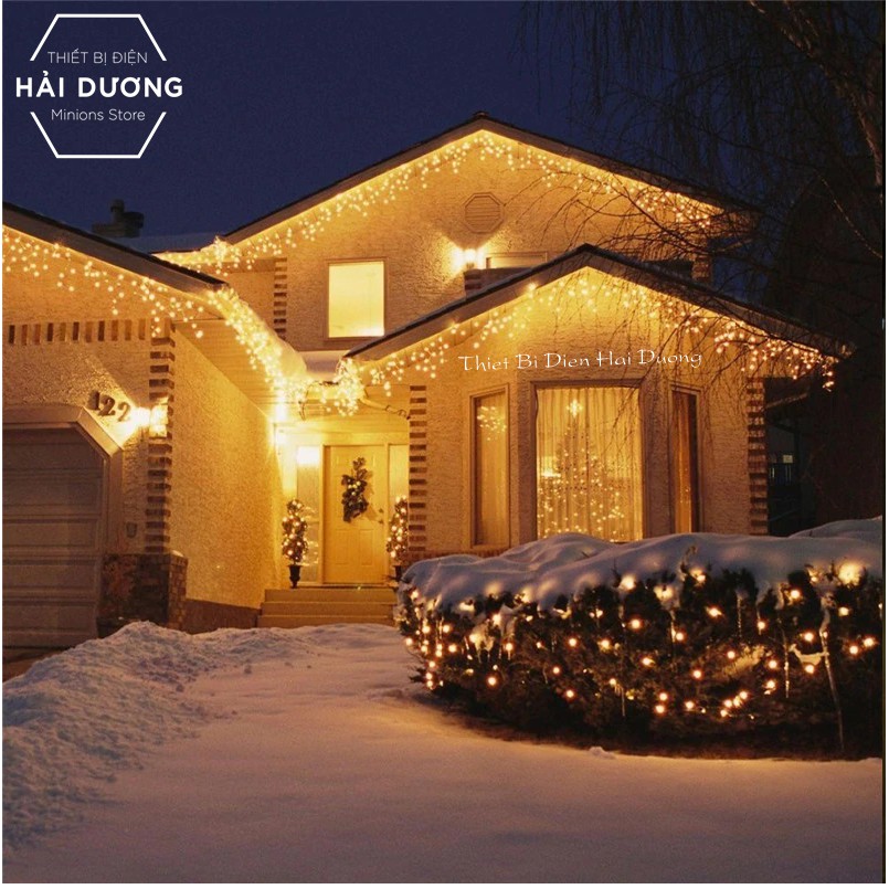 Đèn nháy thả rèm trang trí 8 chế độ DL456 Ngang 4,5 mét 19 dây thả xuống 40,50,60 cm Có đầu nối