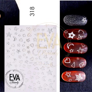 Decal Dán Móng Tay 3D Nail Sticker Hoạ Tiết Phong Cách KiraKira Nhũ Bạc 318B