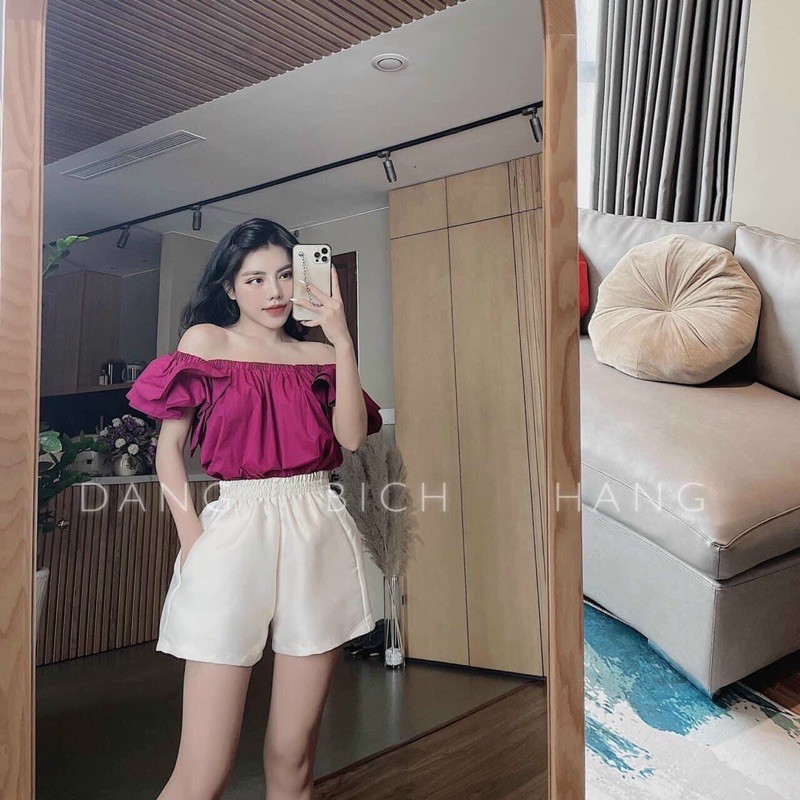 Xả hàng - Áo kiểu thô trễ vai bèo dáng rộng siêu đẹp AK139 - NhiNhi Shop