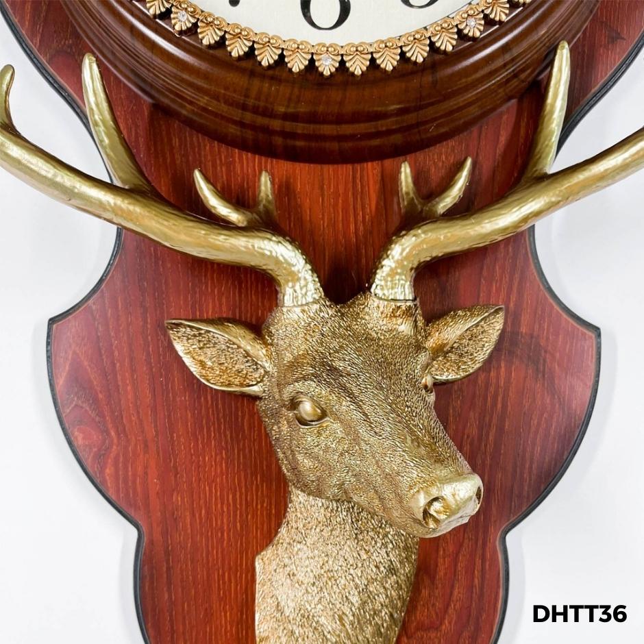 Đồng hồ treo tường TÂN CỔ ĐIỂN tượng hình đầu dê sinh động sang trọng DHTT36 - Món quà tân gia ý nghĩa.