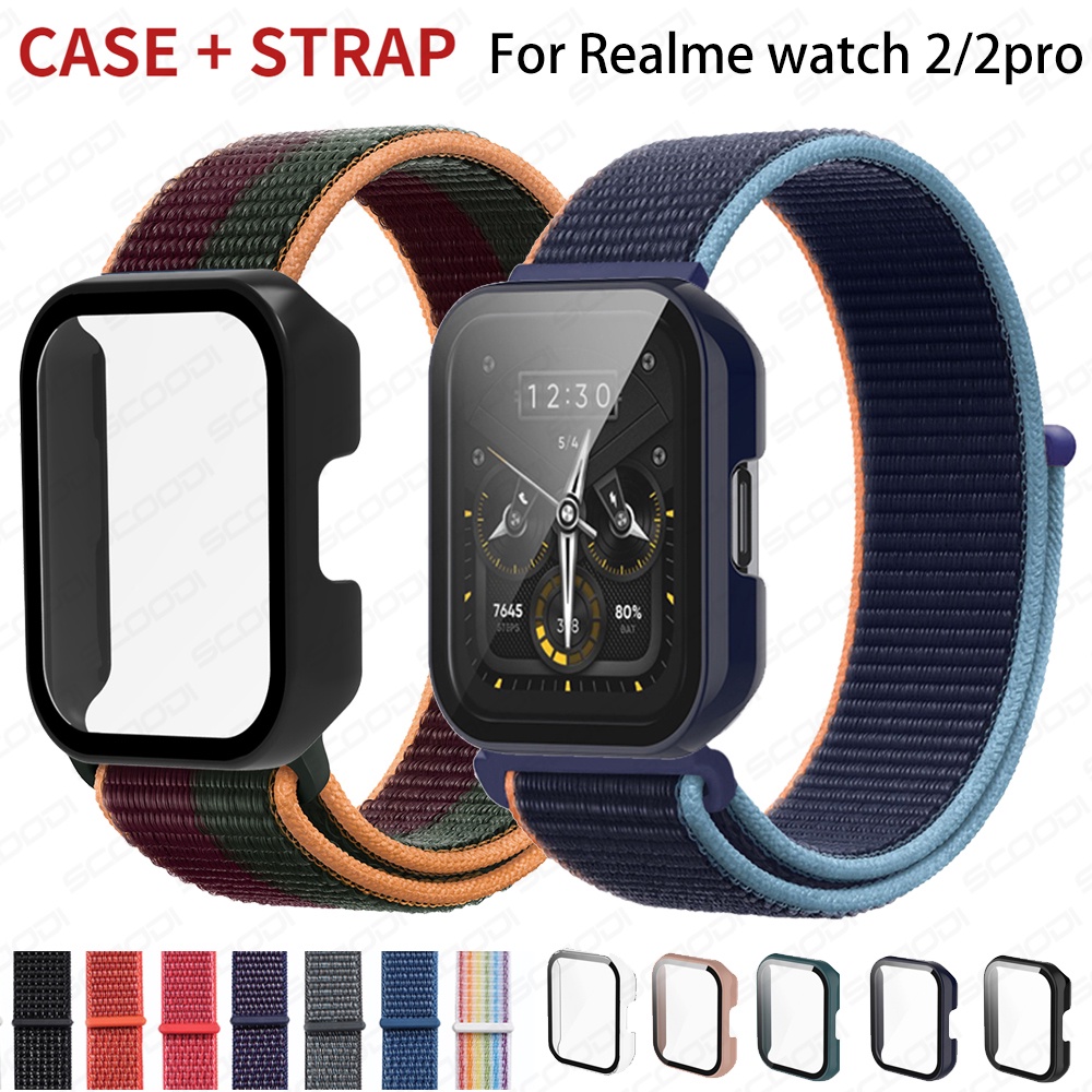 Dây đeo nylon 2 trong 1 + kính cường lực cho đồng hồ thông minh Realme Watch 2 / Realme 2 Pro
