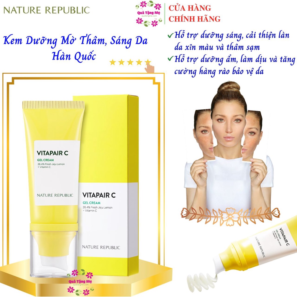 Kem dưỡng mờ thâm, sáng da Hàn Quốc Nature Republic Vitapair C Gel Cream 50ml Quatangme
