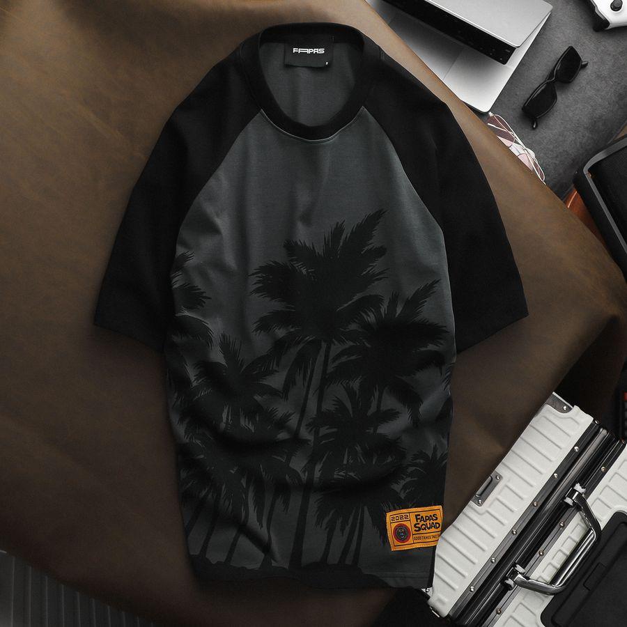 Áo Thun Raglan Palm Chính Hãng Fapas Họa Tiết Cây Dừa Trẻ Trung Chất Liệu Cotton Thoáng Mát